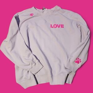 WILDFOX | Dog Animal Lover Comfy Pink Paw Print Lavender Sweatshirt | XXL